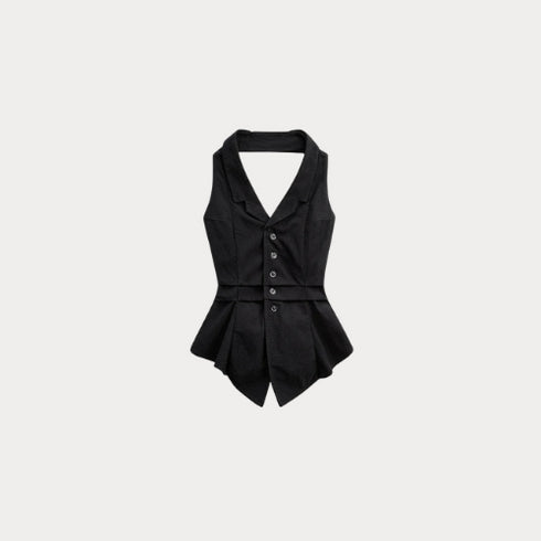 Black vest on a light gray background